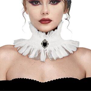 Ruffle Collar Victorian Neck Gem Wrap